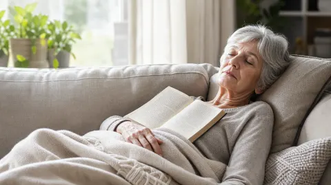 A woman taking a short afternoon nap on the couch